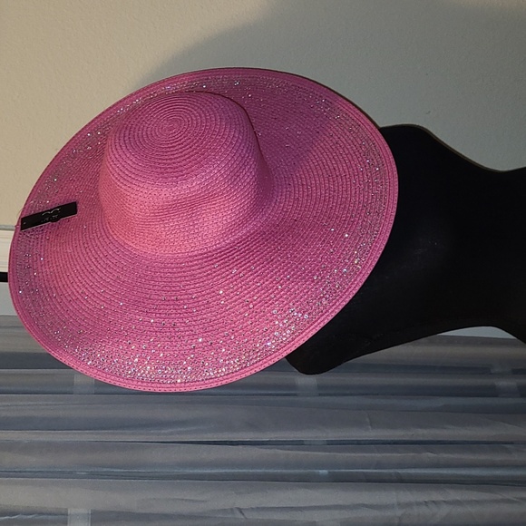 💕NWT Fuschia Beach Hat w/Bling Embellishments💕 - Picture 4 of 11